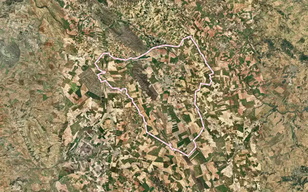 Vista satélite de Villares del Saz con su contorno administrativo
