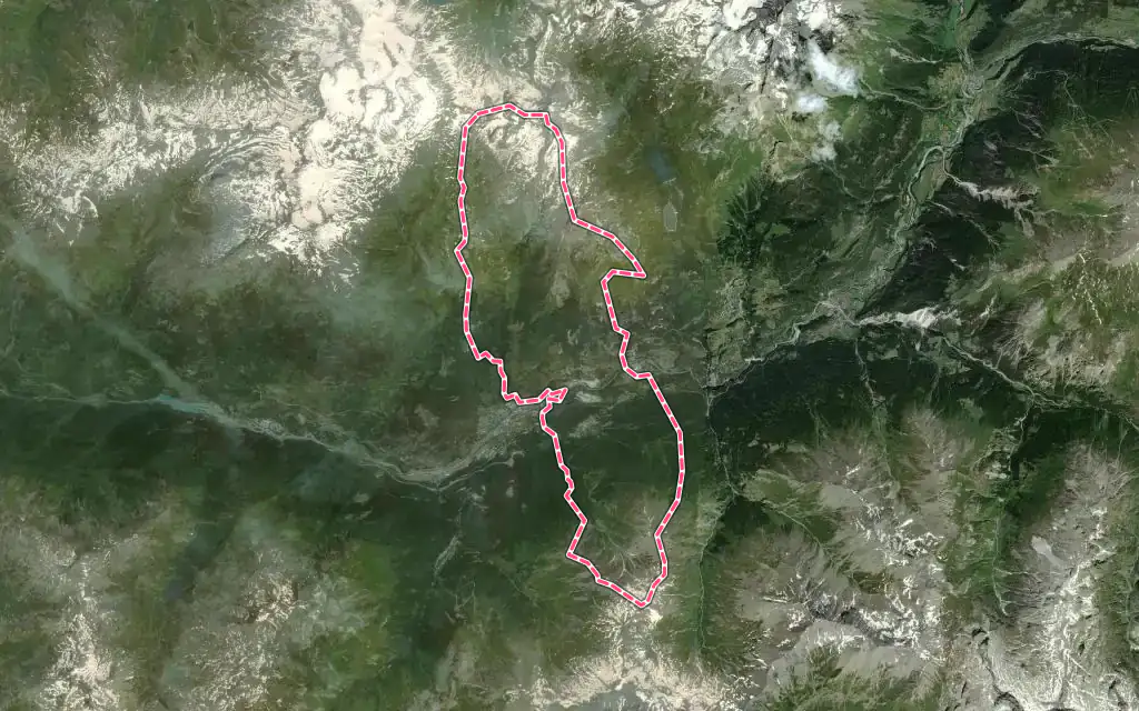 Vue satellite de Villarodin-Bourget avec ses contours administratifs