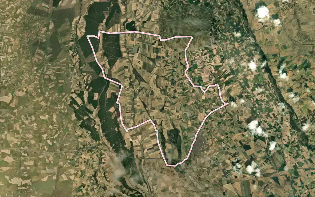 Vista satélite de Villarrabé con su contorno administrativo