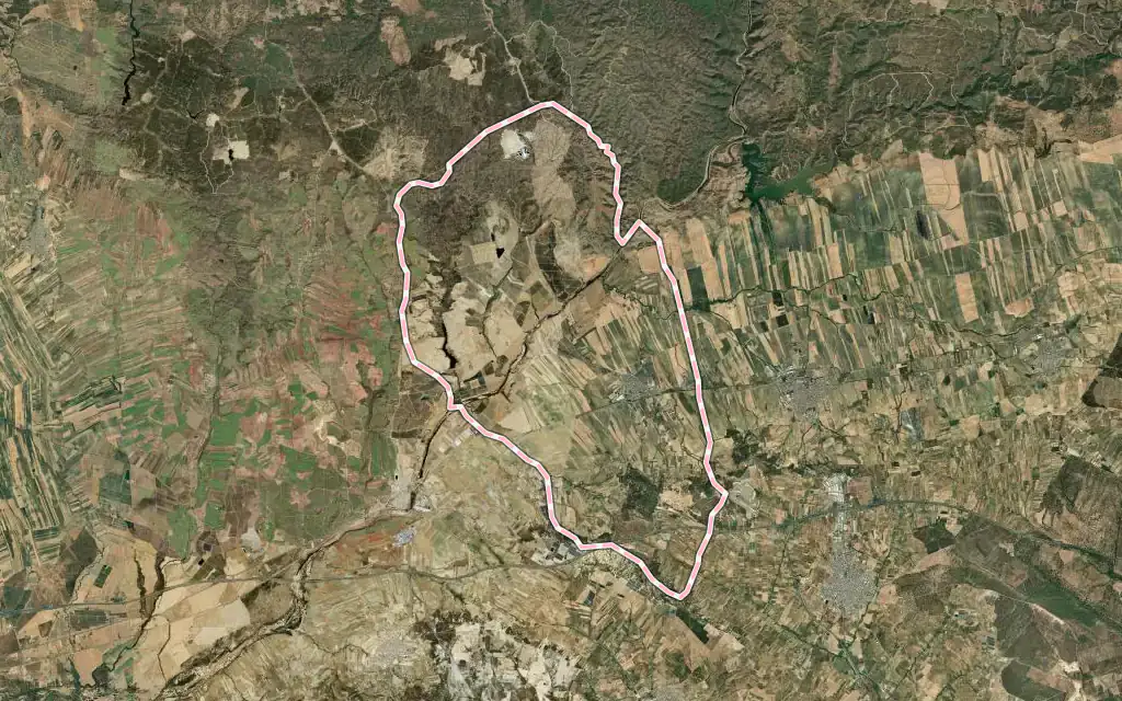 Vista satélite de Villarrasa con su contorno administrativo