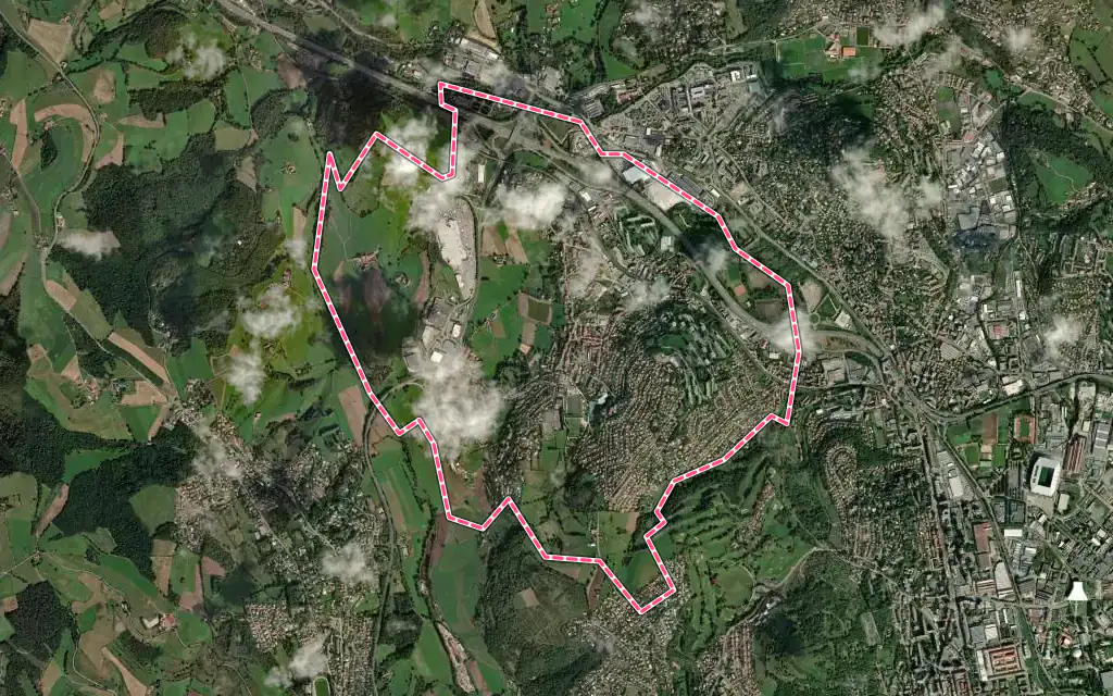 Vue satellite de Villars avec ses contours administratifs