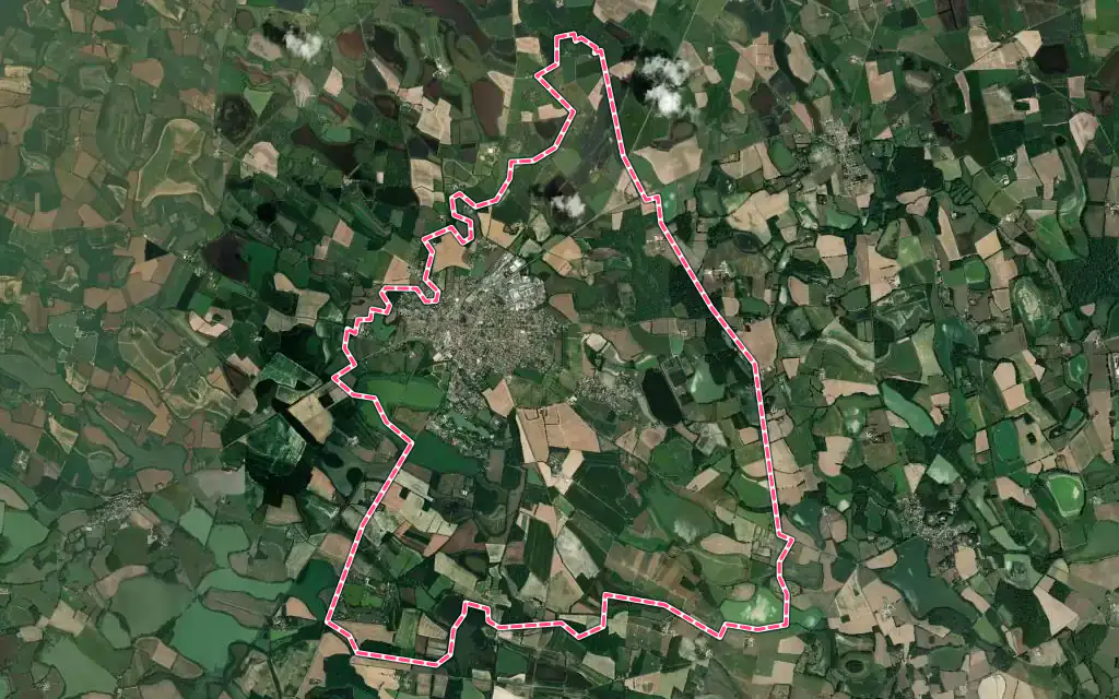 Vue satellite de Villars-les-Dombes avec ses contours administratifs