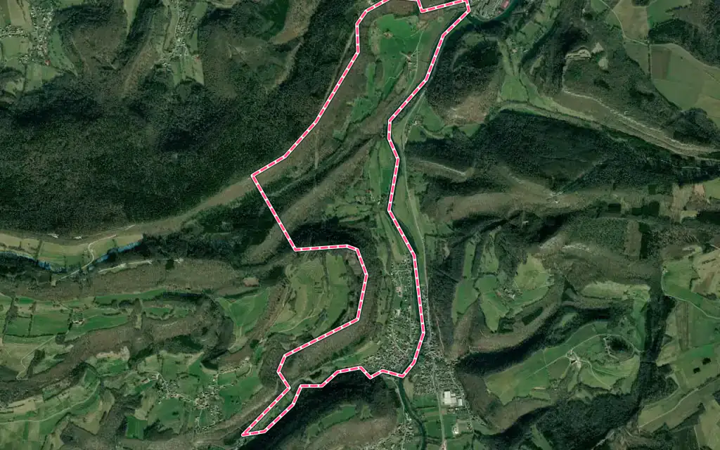 Vue satellite de Villars-sous-Dampjoux avec ses contours administratifs