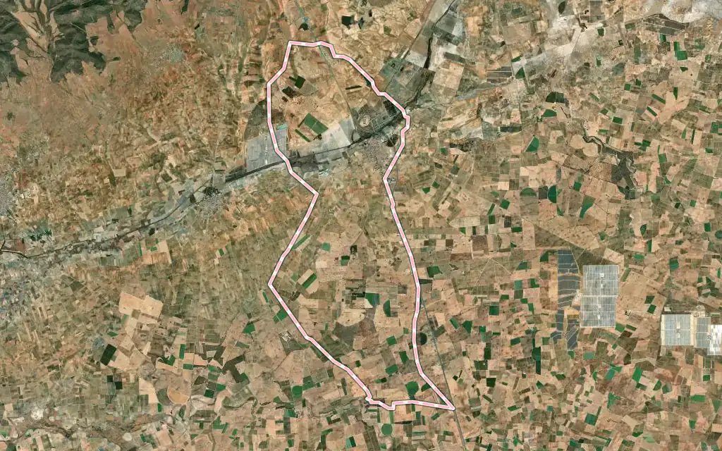 Vista satélite de Villarta de San Juan con su contorno administrativo