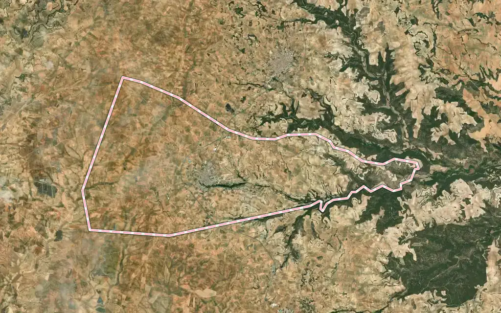 Vista satélite de Villarta con su contorno administrativo