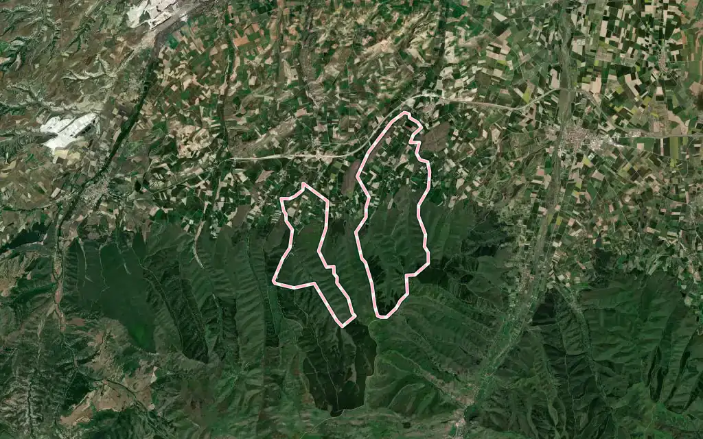 Vista satélite de Villarta-Quintana con su contorno administrativo