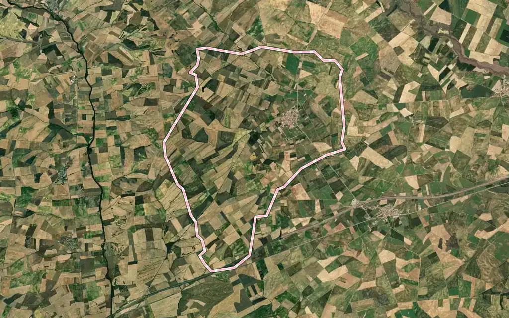 Vista satélite de Villasarracino con su contorno administrativo