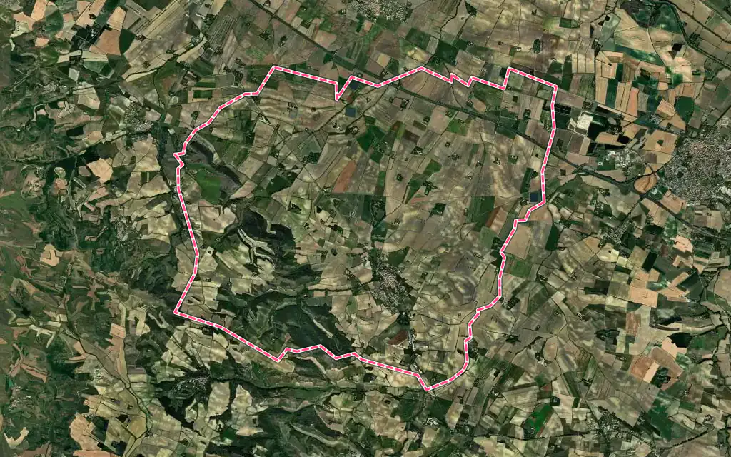Vue satellite de Villasavary avec ses contours administratifs