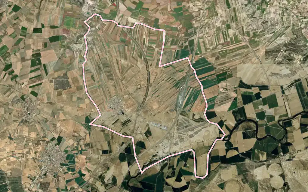 Vista satélite de Villaseca de la Sagra con su contorno administrativo