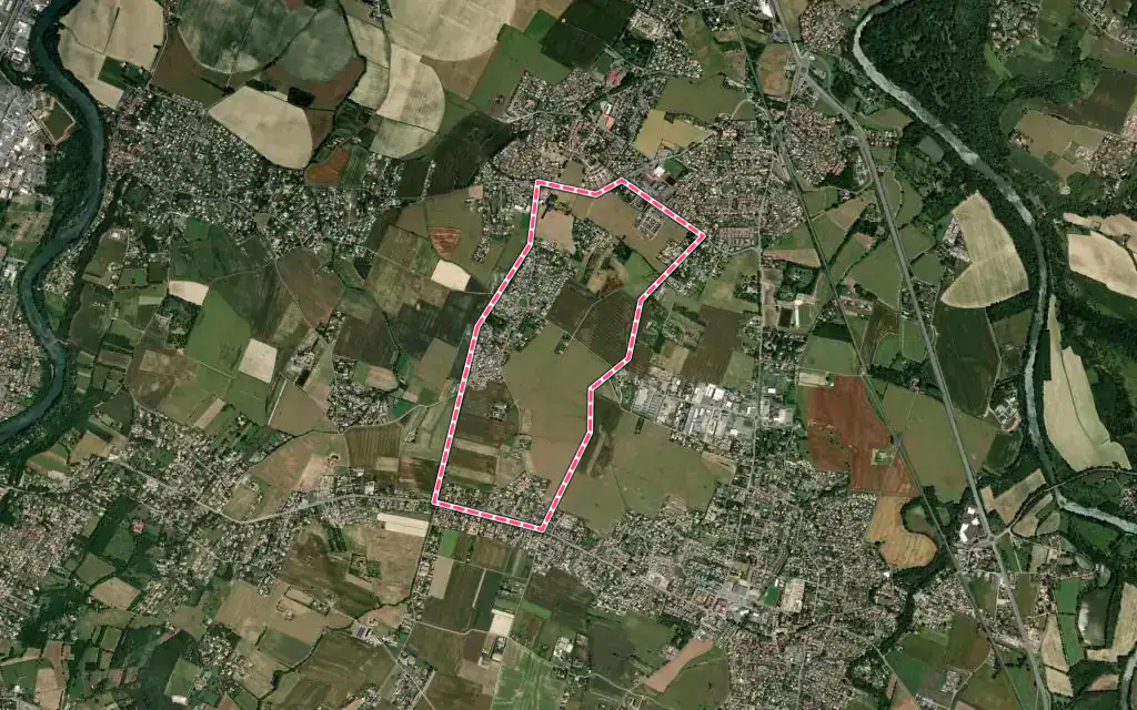 Vue satellite de Villate avec ses contours administratifs