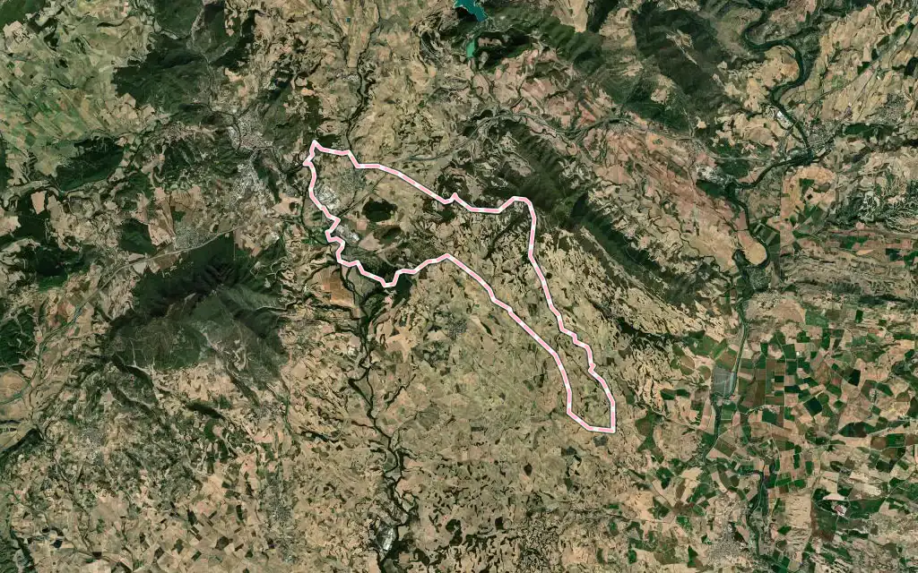 Vista satélite de Villatuerta con su contorno administrativo