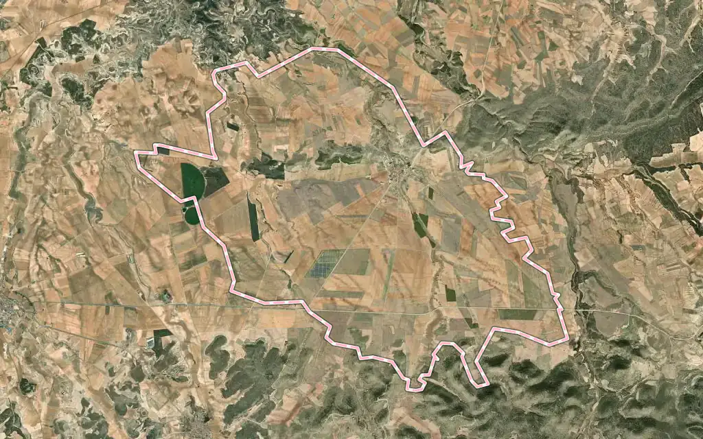 Vista satélite de Villavaliente con su contorno administrativo