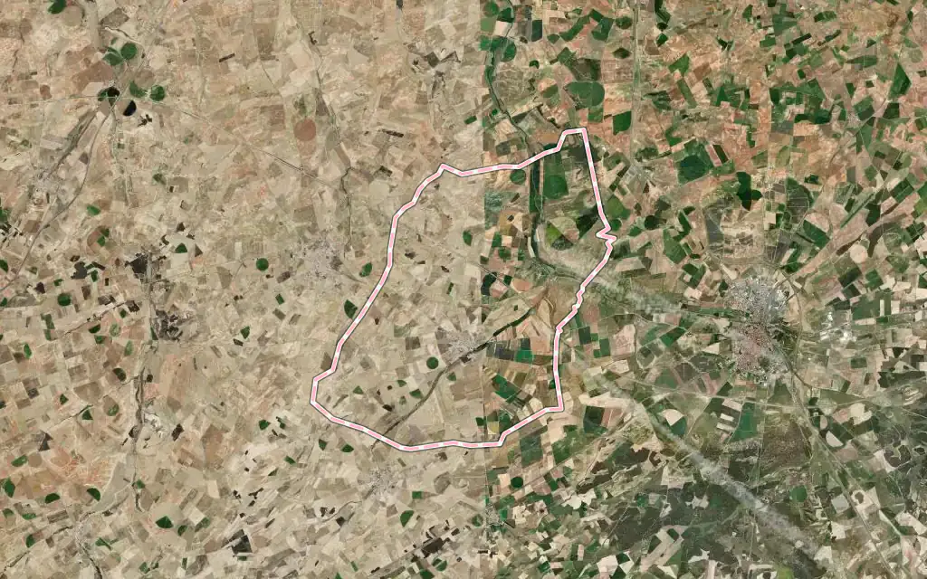 Vista satélite de Villaverde de Medina con su contorno administrativo