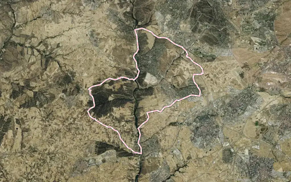 Vista satélite de Villaviciosa de Odón con su contorno administrativo