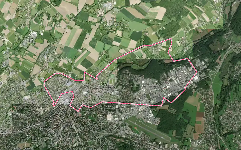 Vue satellite de Ville-la-Grand avec ses contours administratifs
