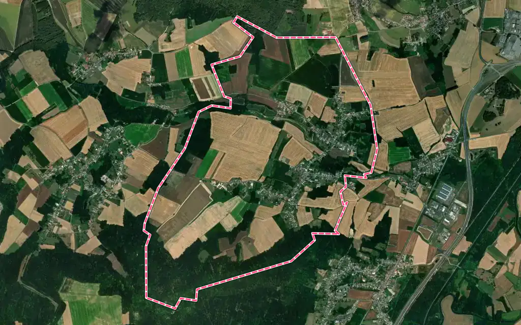 Vue satellite de Ville avec ses contours administratifs