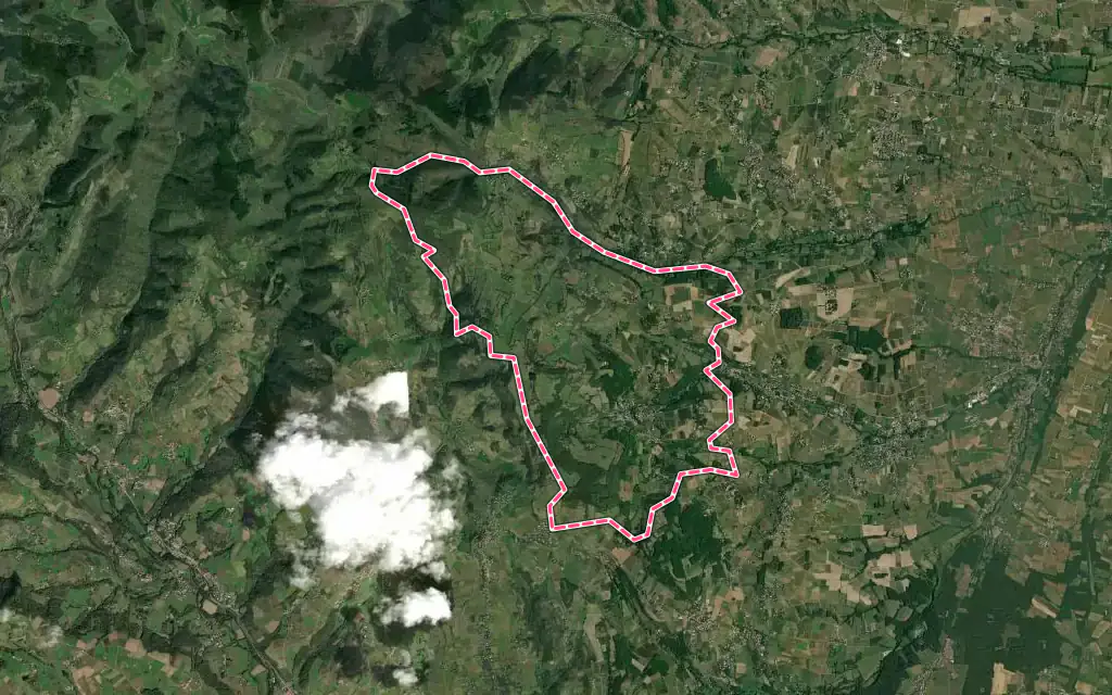 Vue satellite de Ville-sur-Jarnioux avec ses contours administratifs