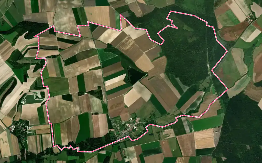 Vue satellite de Ville-sur-Tourbe avec ses contours administratifs