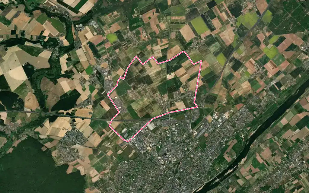 Vue satellite de Villebarou avec ses contours administratifs