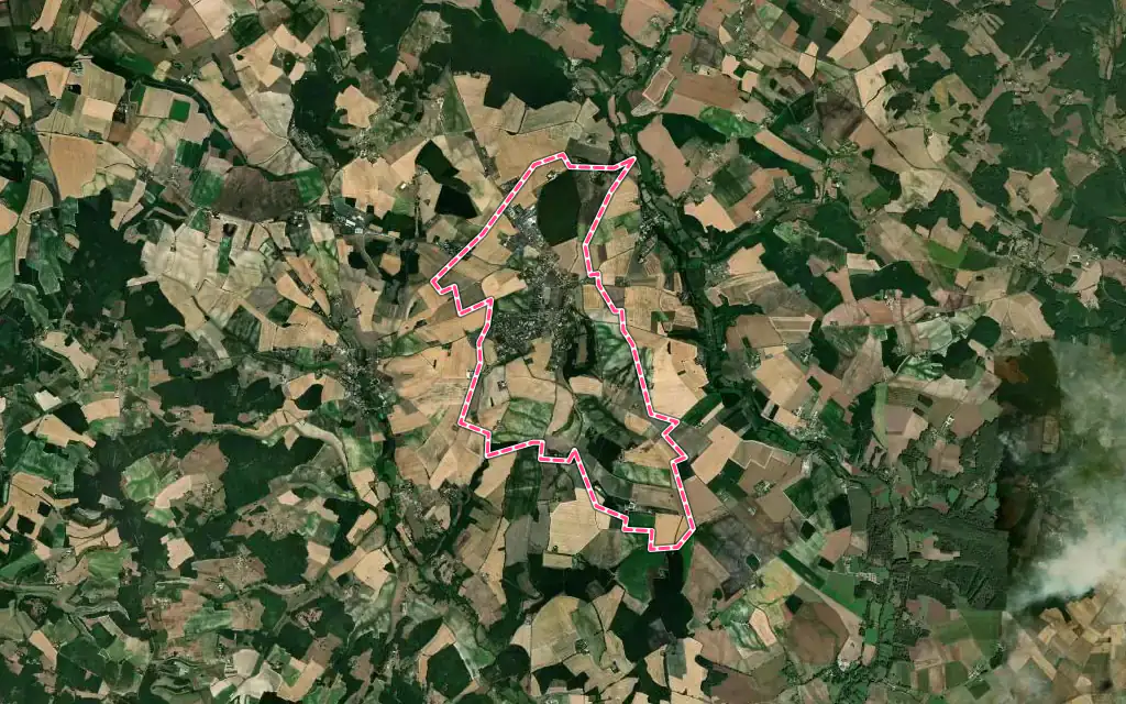 Vue satellite de Villebois-Lavalette avec ses contours administratifs