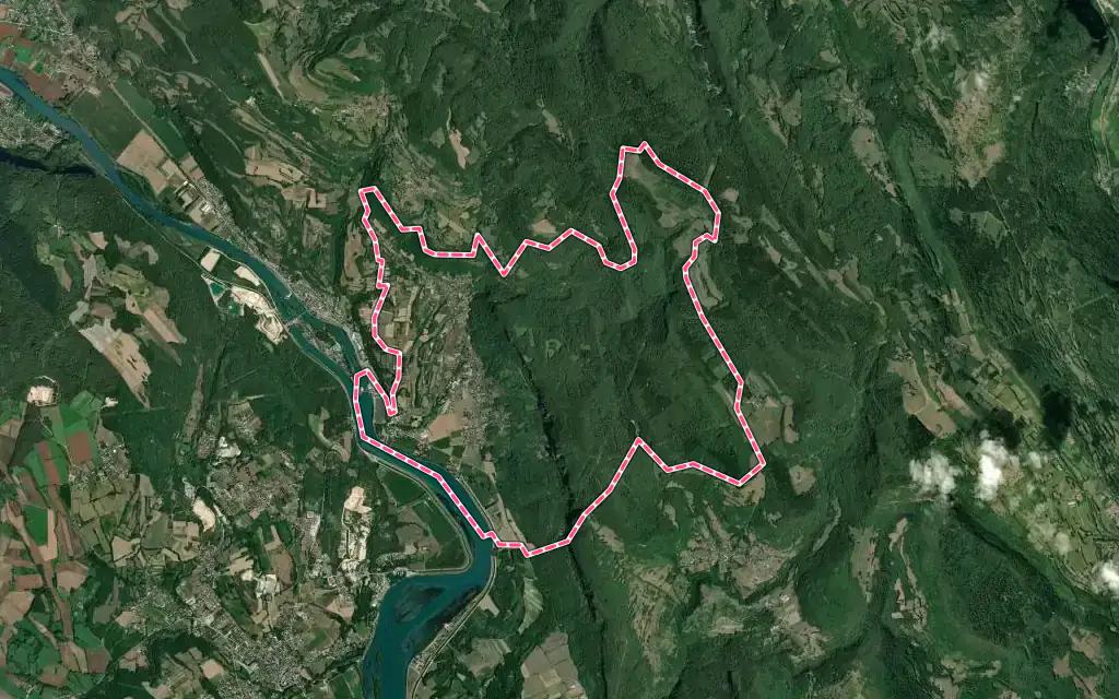 Vue satellite de Villebois avec ses contours administratifs