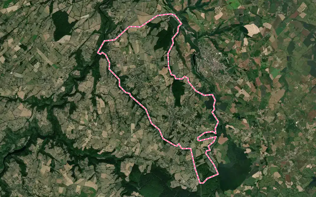 Vue satellite de Villebret avec ses contours administratifs