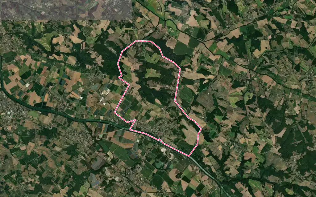 Vue satellite de Villebrumier avec ses contours administratifs