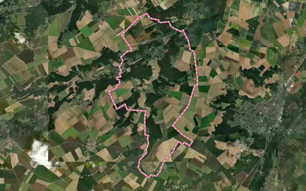 Vue satellite de Villeconin avec ses contours administratifs