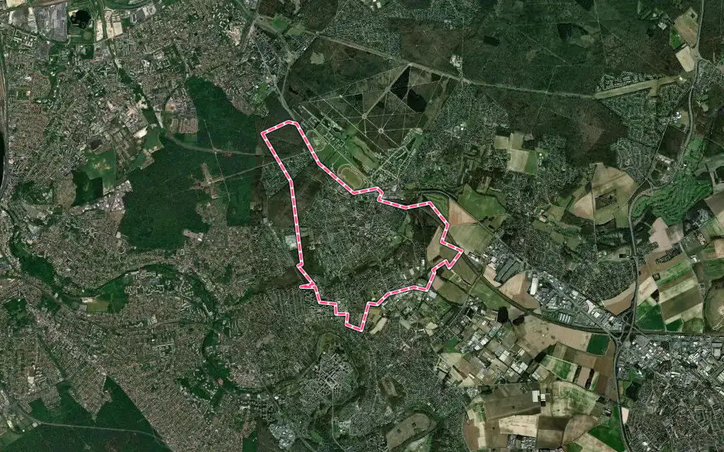 Vue satellite de Villecresnes avec ses contours administratifs