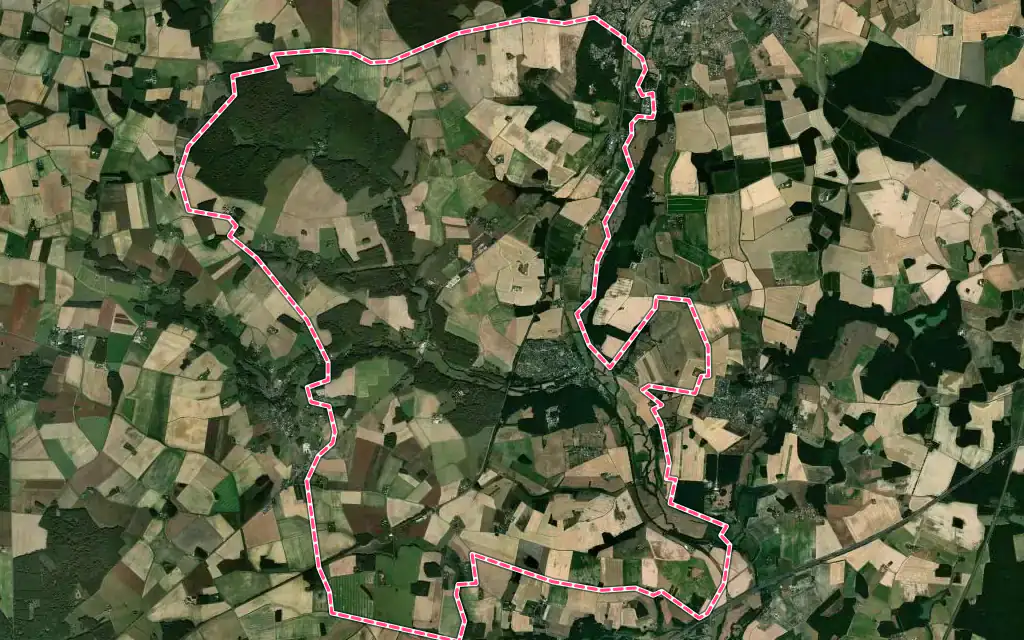 Vue satellite de Villedômer avec ses contours administratifs