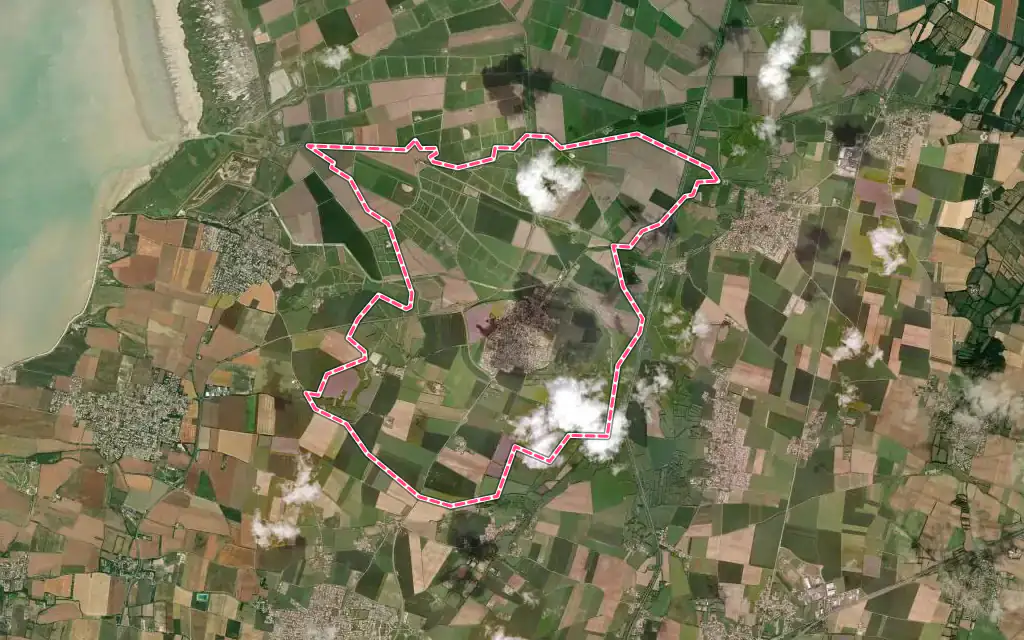 Vue satellite de Villedoux avec ses contours administratifs