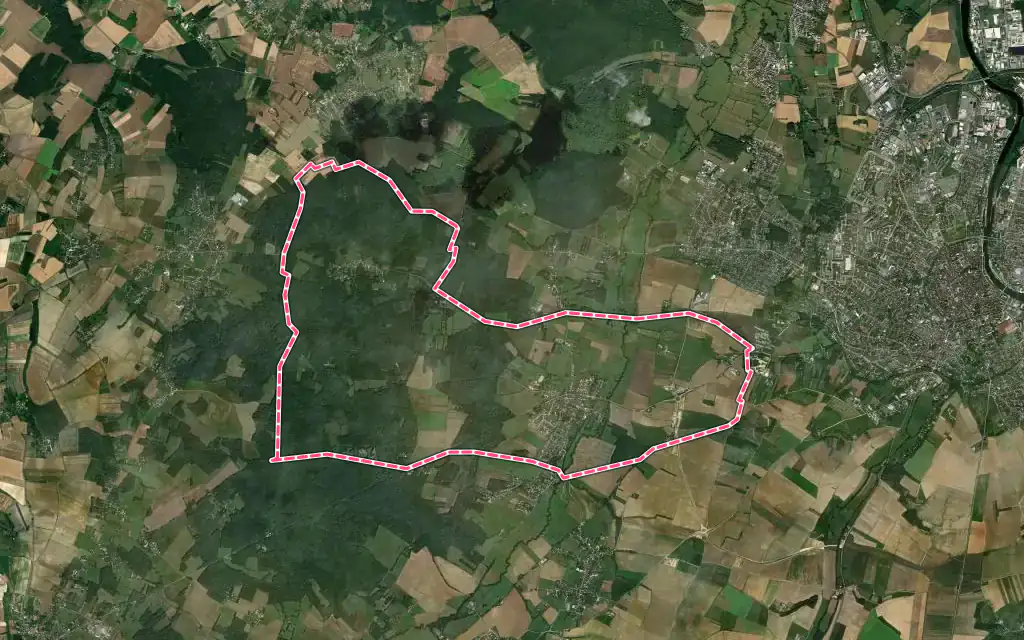 Vue satellite de Villefargeau avec ses contours administratifs