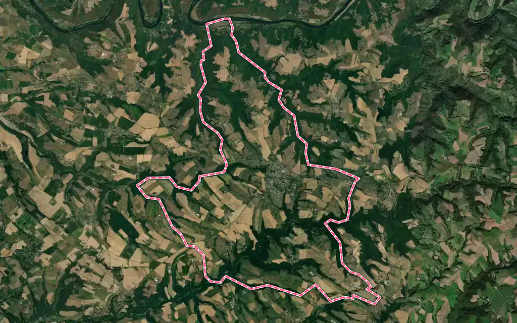 Vue satellite de Villefranche-d'Albigeois avec ses contours administratifs