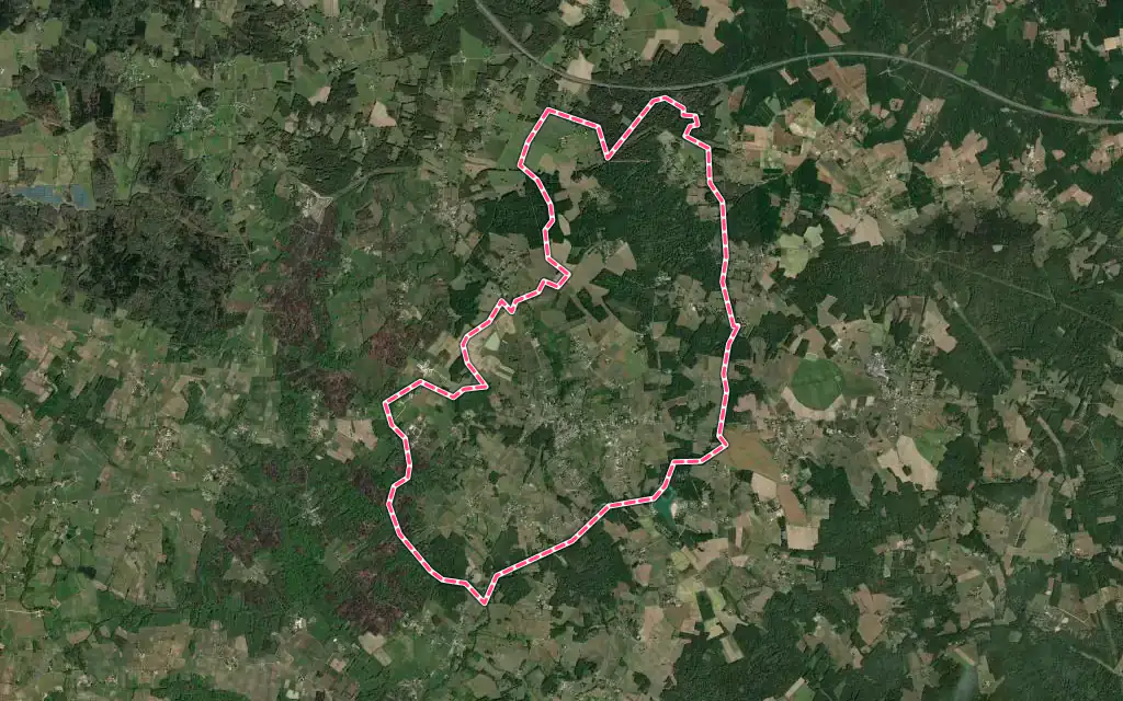 Vue satellite de Villefranche-de-Lonchat avec ses contours administratifs
