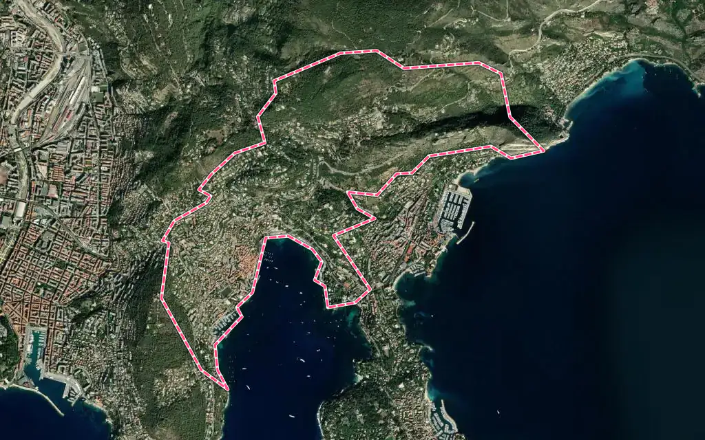 Vue satellite de Villefranche-sur-Mer avec ses contours administratifs