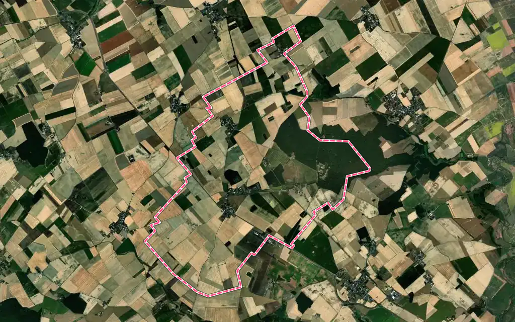 Vue satellite de Villefrancœur avec ses contours administratifs