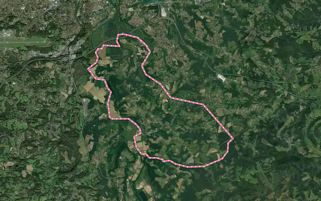 Vue satellite de Villefranque avec ses contours administratifs