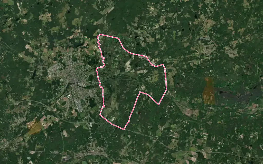 Vue satellite de Villeherviers avec ses contours administratifs