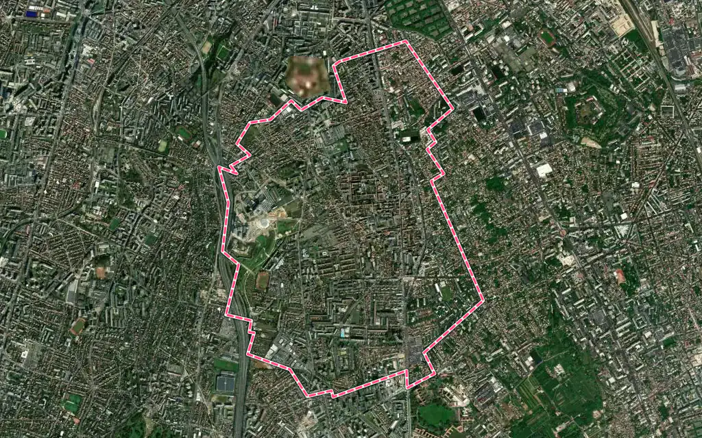 Vue satellite de Villejuif avec ses contours administratifs