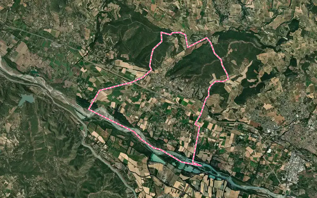 Vue satellite de Villelaure avec ses contours administratifs