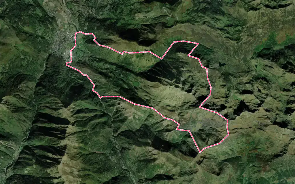 Vue satellite de Villelongue avec ses contours administratifs