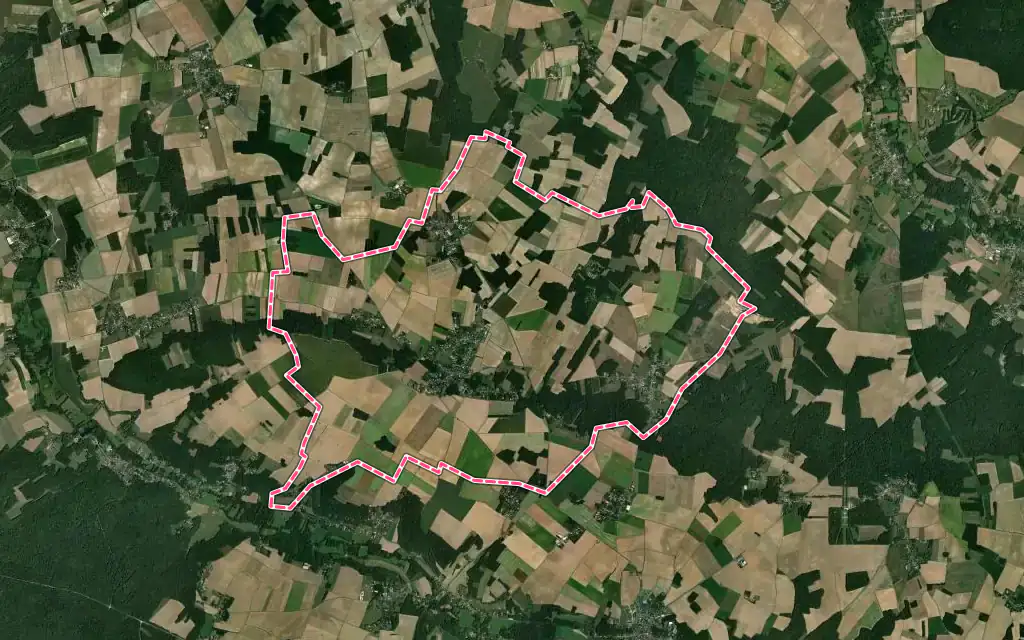 Vue satellite de Villemaréchal avec ses contours administratifs