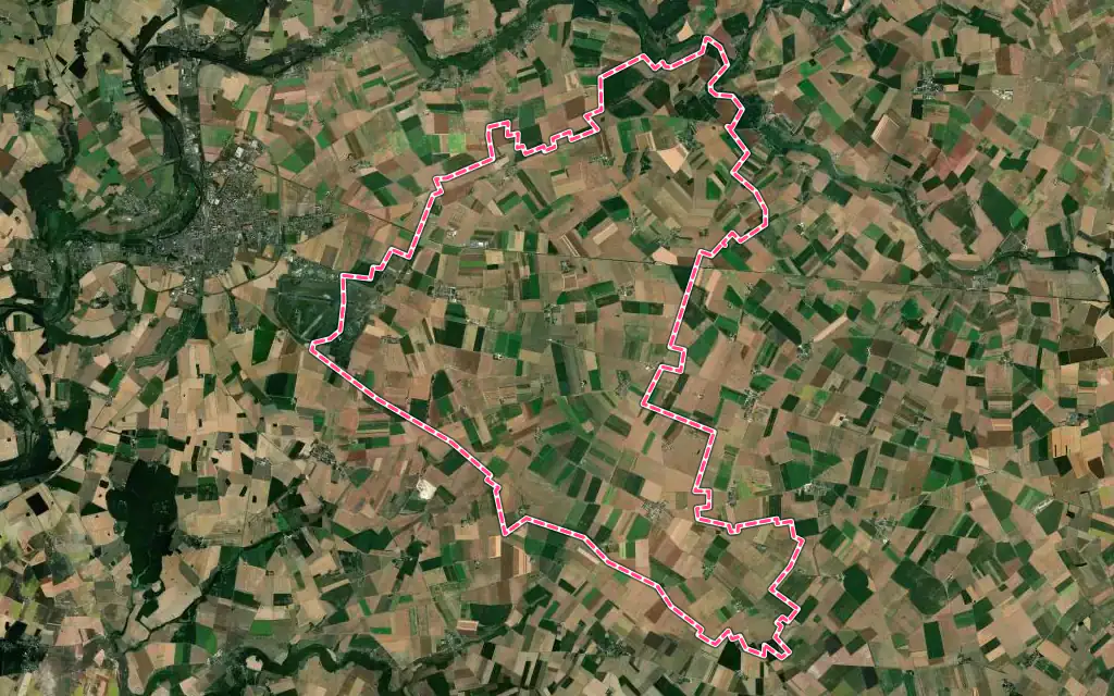 Vue satellite de Villemaury avec ses contours administratifs