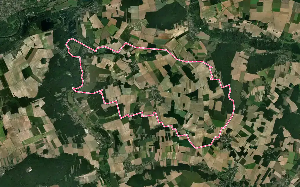 Vue satellite de Villemer avec ses contours administratifs