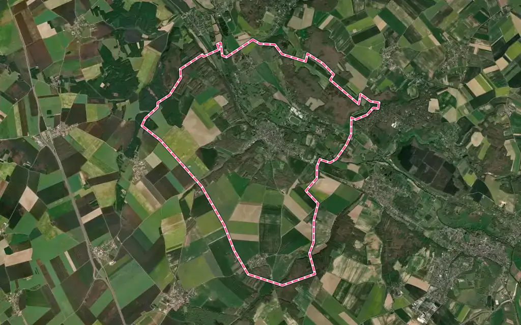 Vue satellite de Villemeux-sur-Eure avec ses contours administratifs