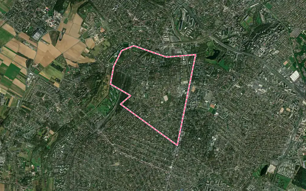 Vue satellite de Villemoisson-sur-Orge avec ses contours administratifs