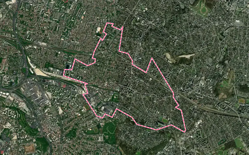 Vue satellite de Villemomble avec ses contours administratifs