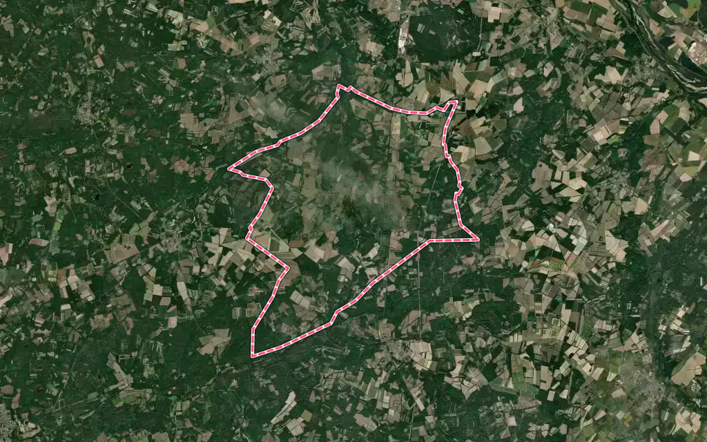 Vue satellite de Villemurlin avec ses contours administratifs