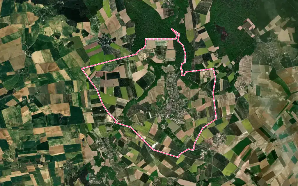 Vue satellite de Villenauxe-la-Grande avec ses contours administratifs