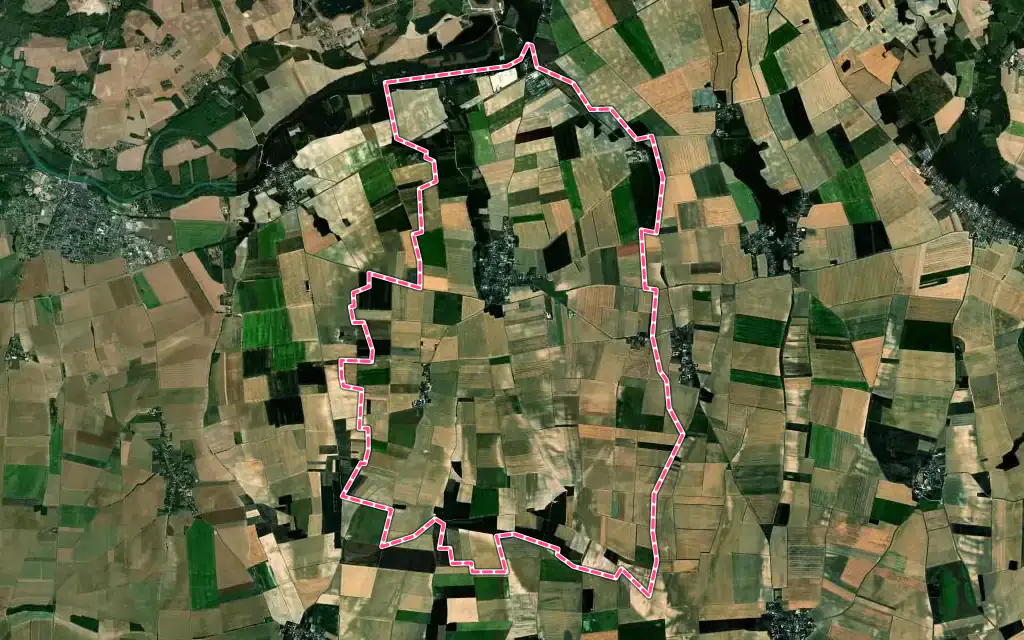 Vue satellite de Villenauxe-la-Petite avec ses contours administratifs